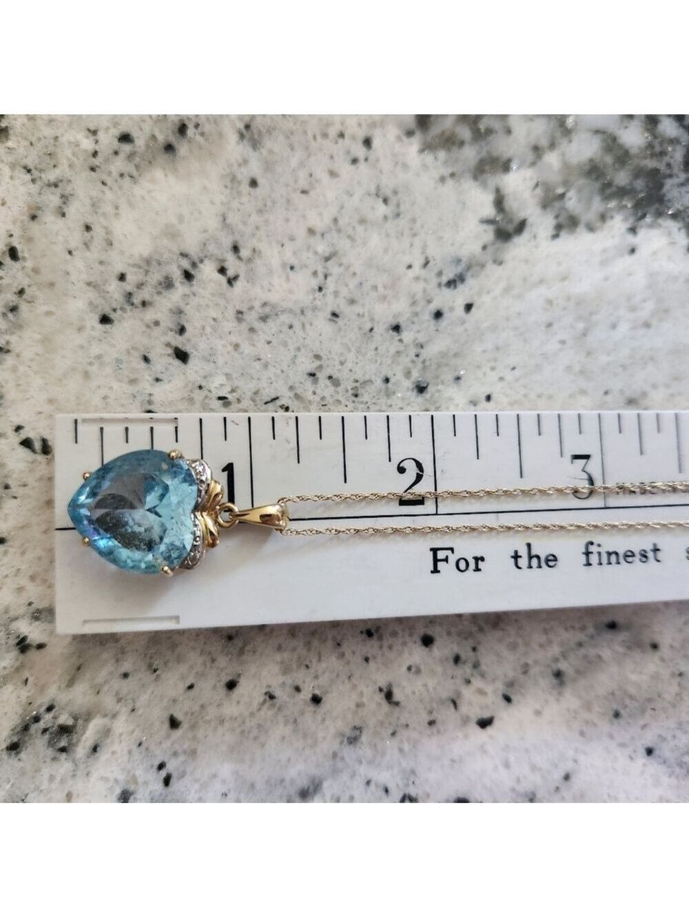 Exquisite 5.00Ct Heart Cut Natural Swiss Blue Topaz & Natural Diamond Pendant - Picture 9 of 13